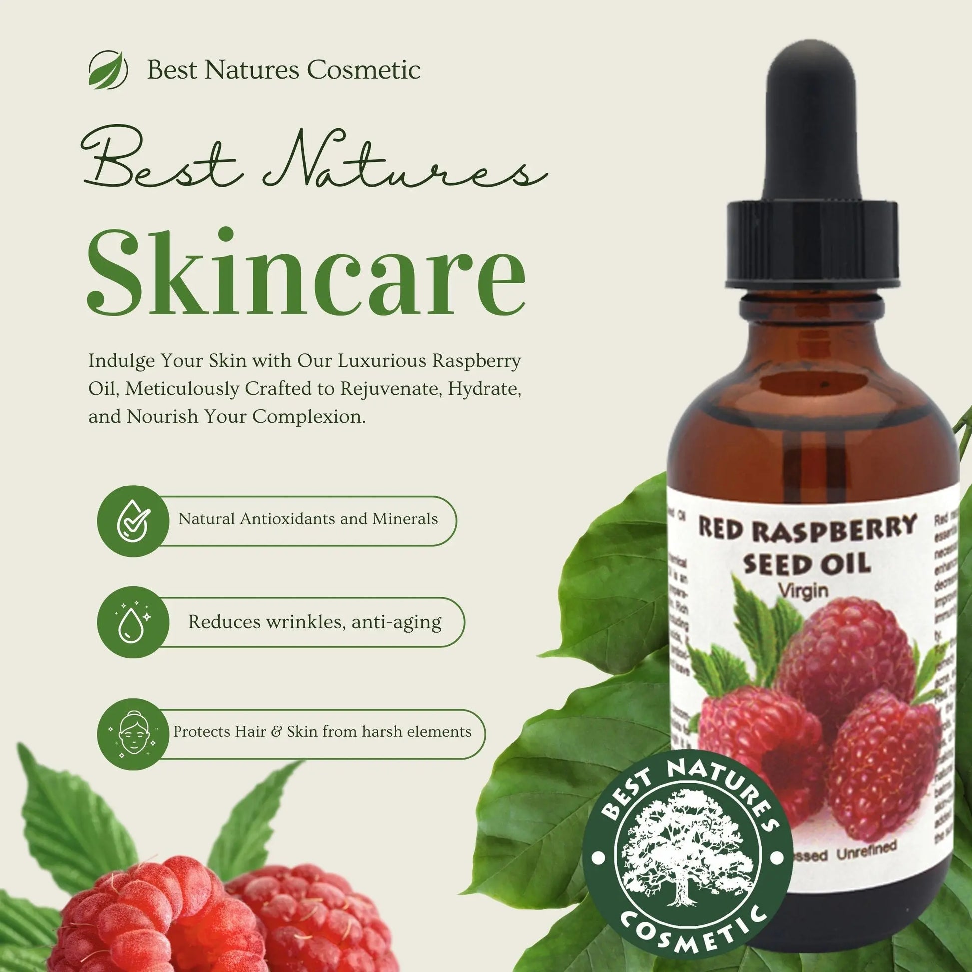 Red Raspberry Seed Oil (Organic, cold pressed, unrefined) - Leisure Life USA
