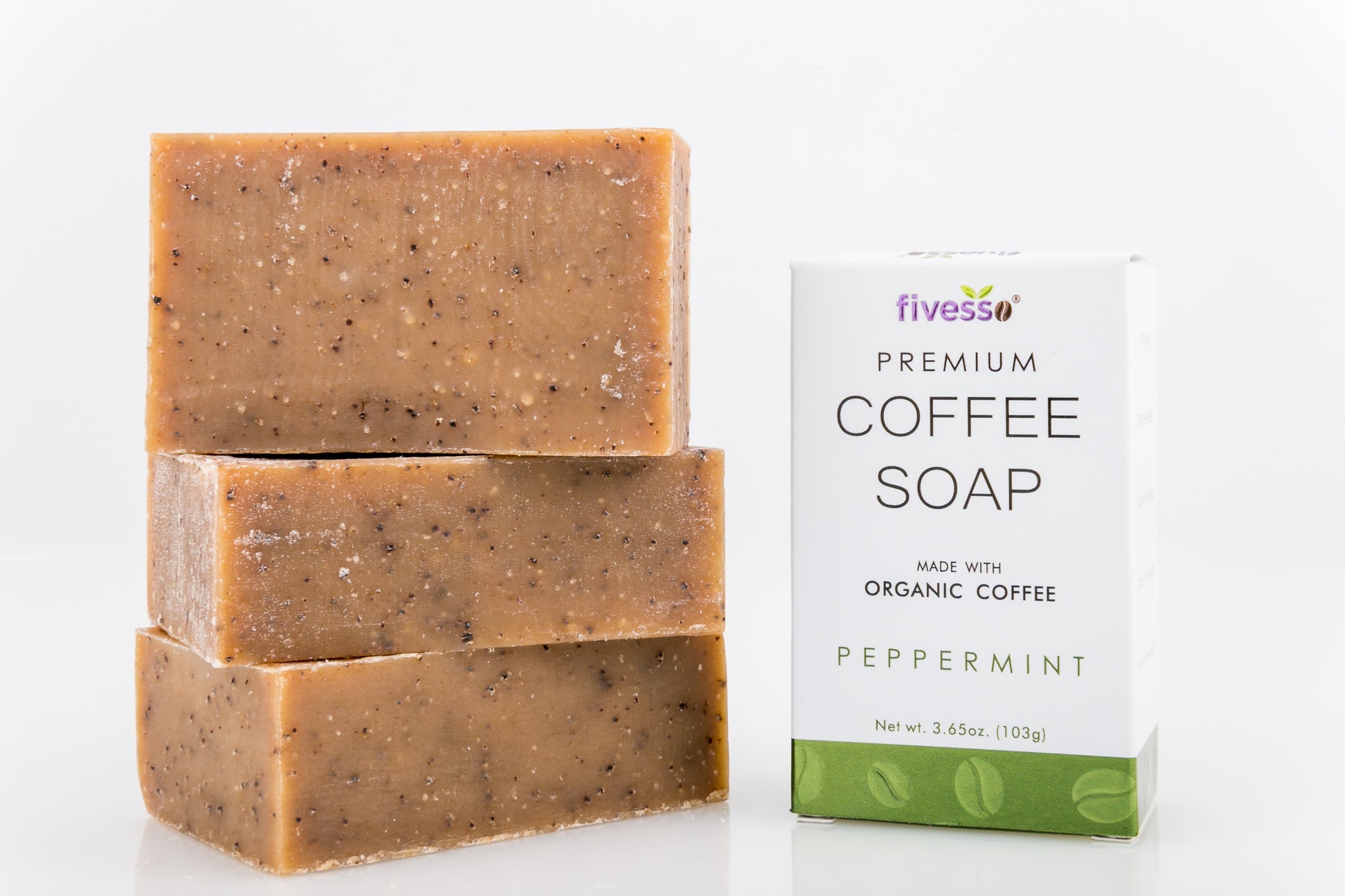 Fivesso Organic Mint Coffee Soap Bar | Set of 3 - Leisure Life USA