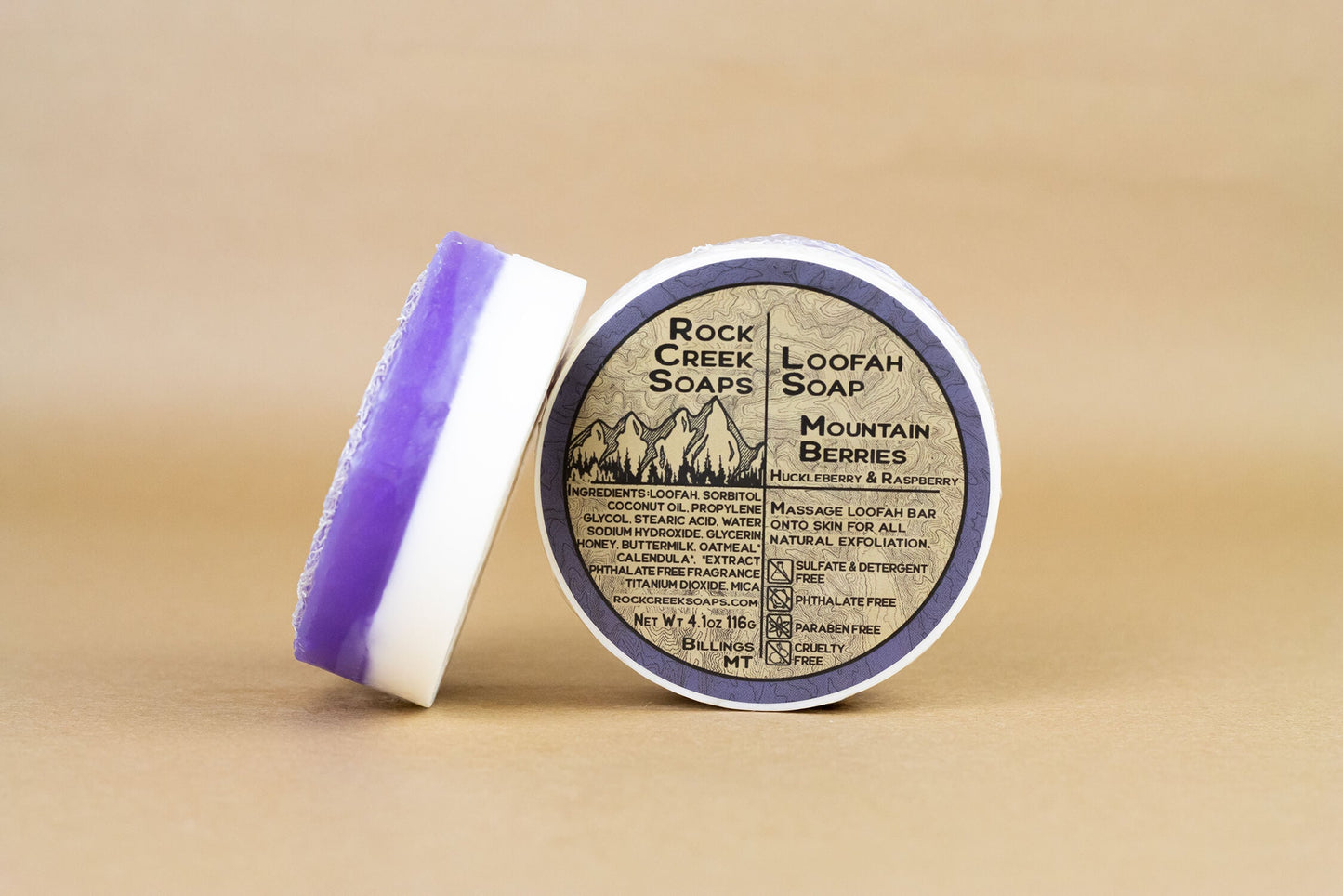 Rock Creek Huckleberry + Raspberry Loofah Soap | Mountain Berries Rock Creek Soaps