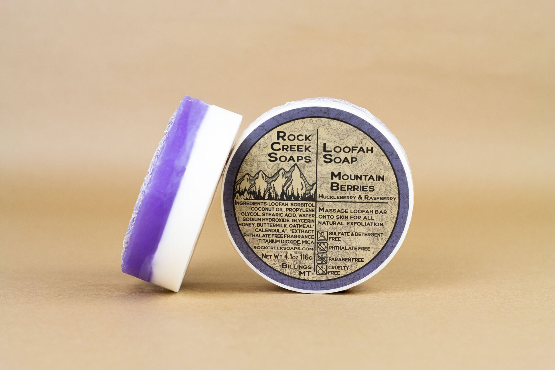 Rock Creek Huckleberry + Raspberry Loofah Soap | Mountain Berries Rock Creek Soaps
