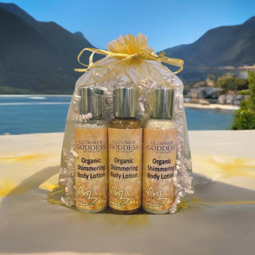 Glimmer Goddess Organic Shimmer Lotion Travel Size Gift Set - Leisure Life USA