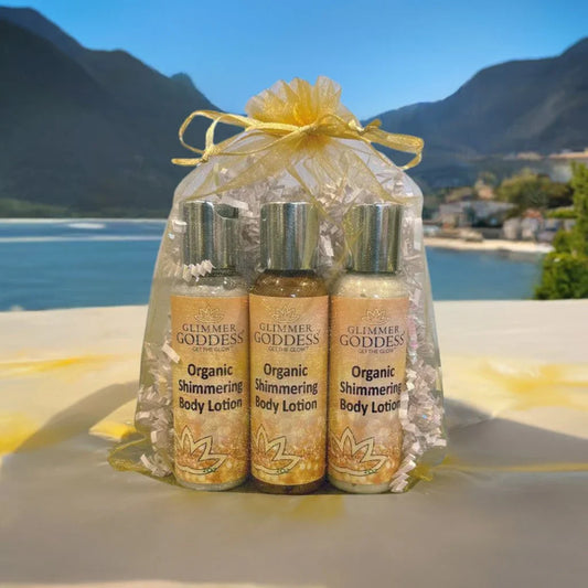 Glimmer Goddess Organic Shimmer Lotion Travel Size Gift Set - Leisure Life USA