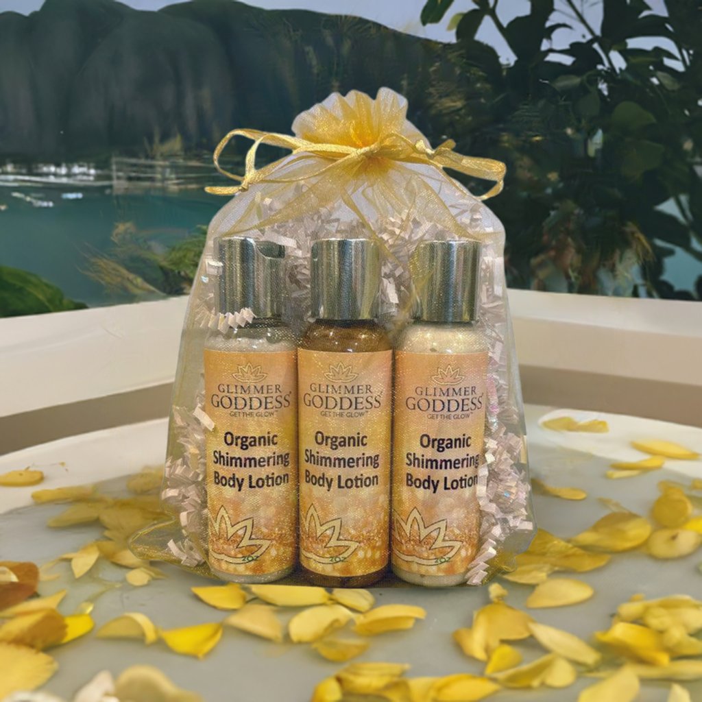 Glimmer Goddess Organic Shimmer Lotion Travel Size Gift Set - Leisure Life USA