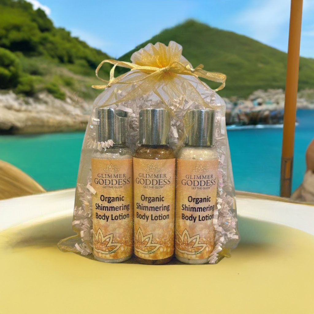 Glimmer Goddess Organic Shimmer Lotion Travel Size Gift Set - Leisure Life USA
