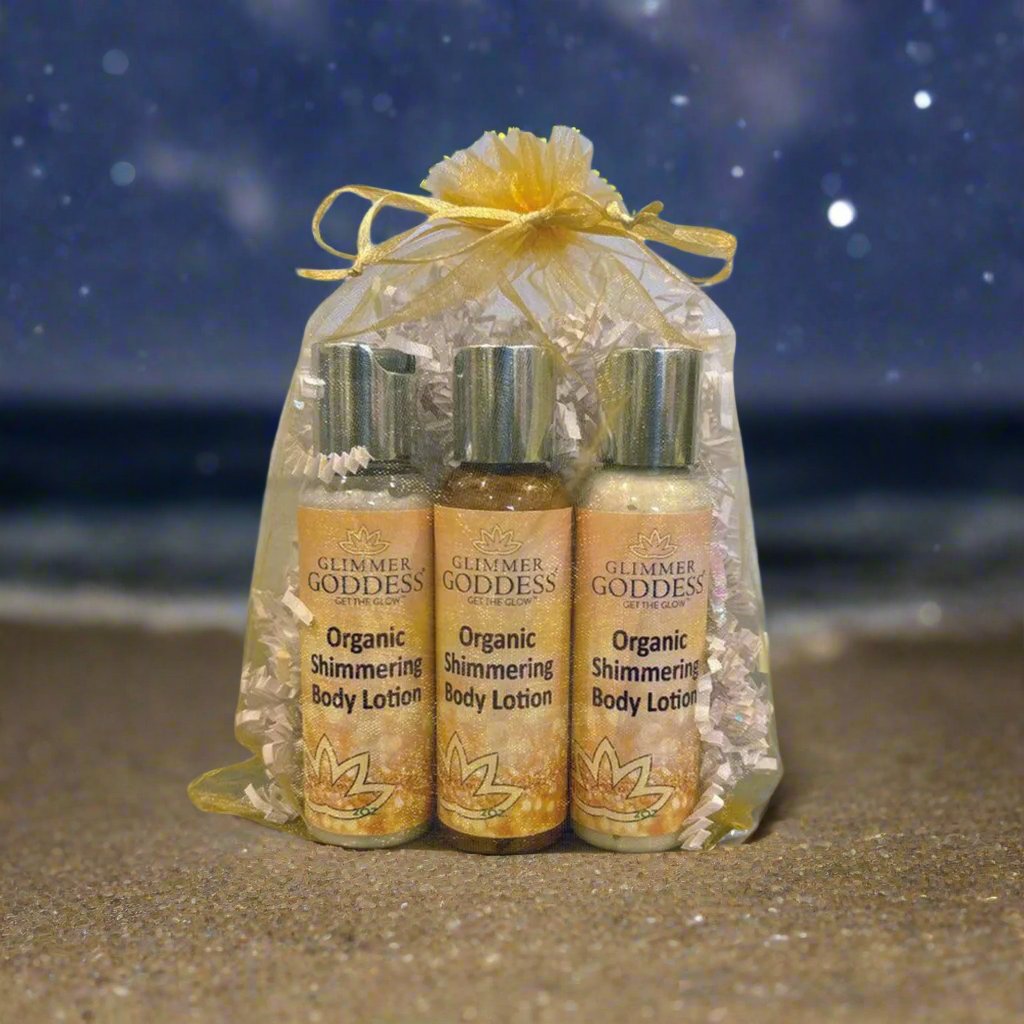 Glimmer Goddess Organic Shimmer Lotion Travel Size Gift Set - Leisure Life USA