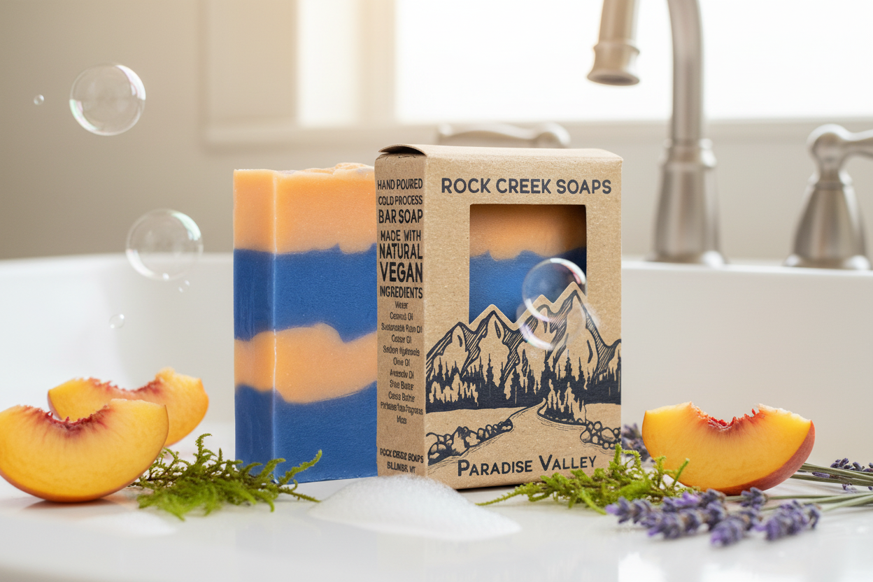 Rock Creek Mossy + Peachy Soap Bar | Paradise Valley Rock Creek Soaps