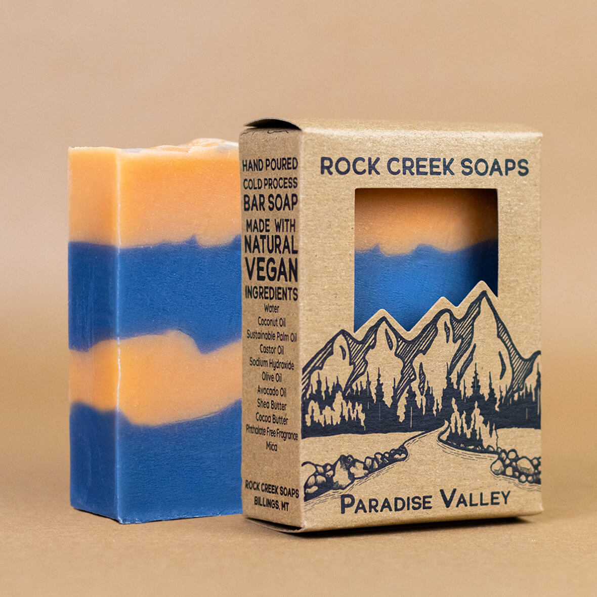 Rock Creek Mossy + Peachy Soap Bar | Paradise Valley Rock Creek Soaps