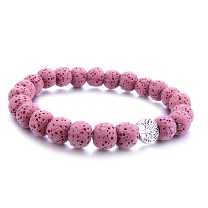 Pink Tree of Life Lava Stone Essential Oil Bracelet - Leisure Life USA