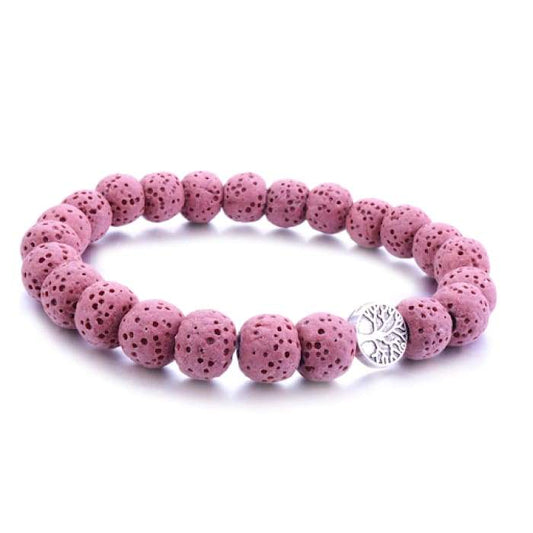 Pink Tree of Life Lava Stone Essential Oil Bracelet - Leisure Life USA