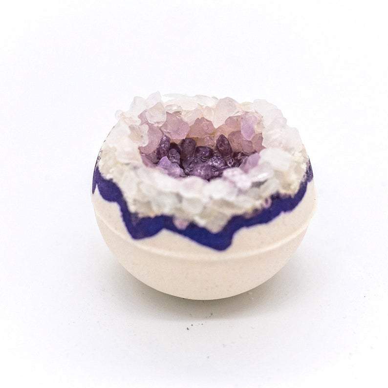 Artisan Amethyst Geode Bolivian Rose Salt Bath Bomb - Leisure Life USA