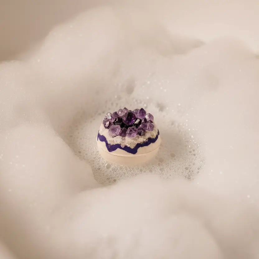 Artisan Amethyst Geode Bolivian Rose Salt Bath Bomb Mint Green Icarus