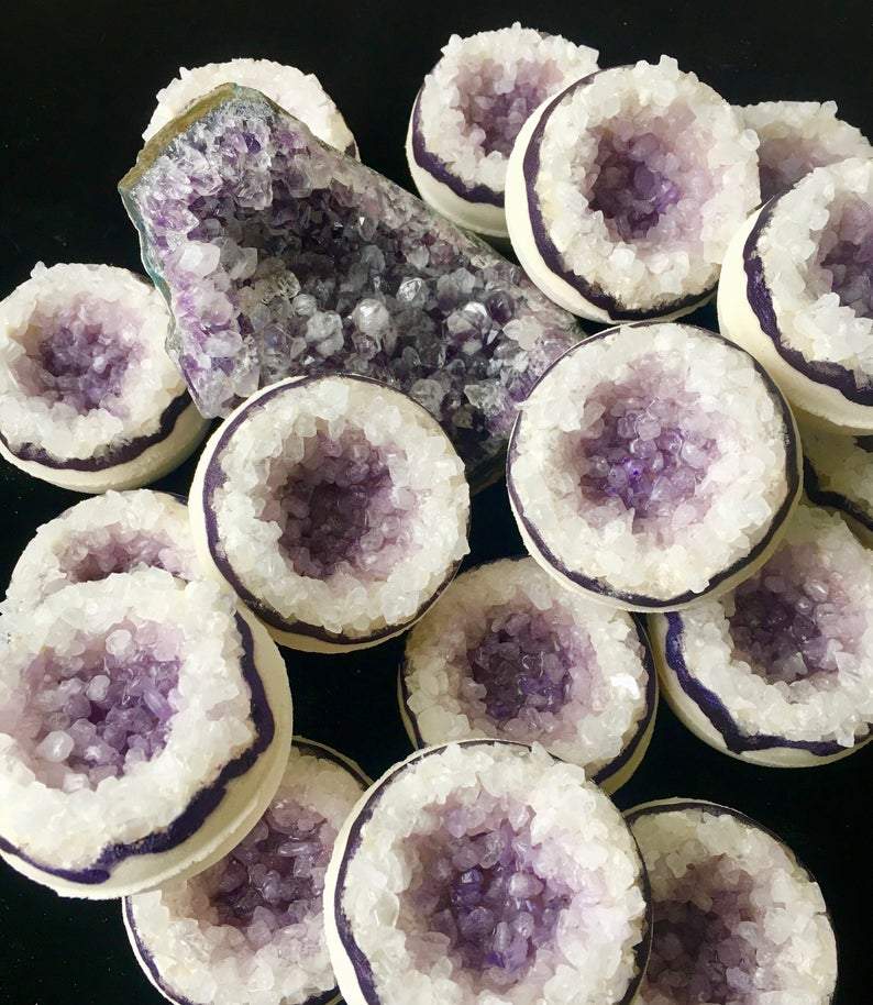 Artisan Amethyst Geode Bolivian Rose Salt Bath Bomb - Leisure Life USA