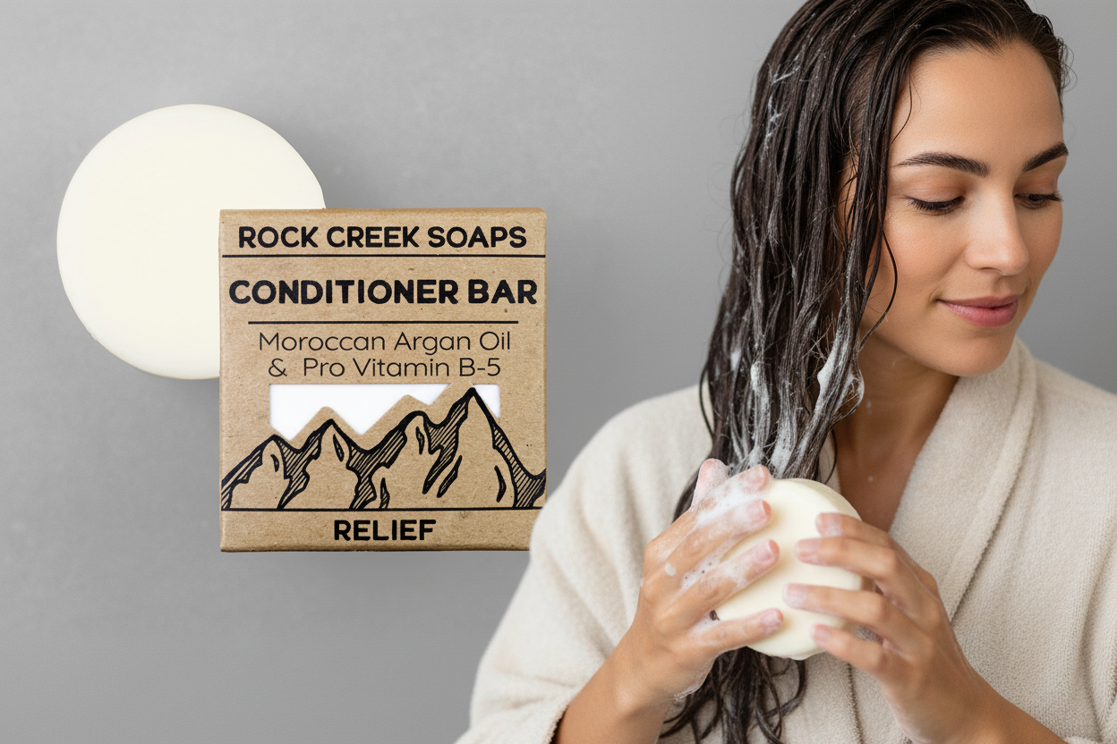 Rock Creek Peppermint + Lavender Hair Conditioner Bar | Relief Rock Creek Soaps