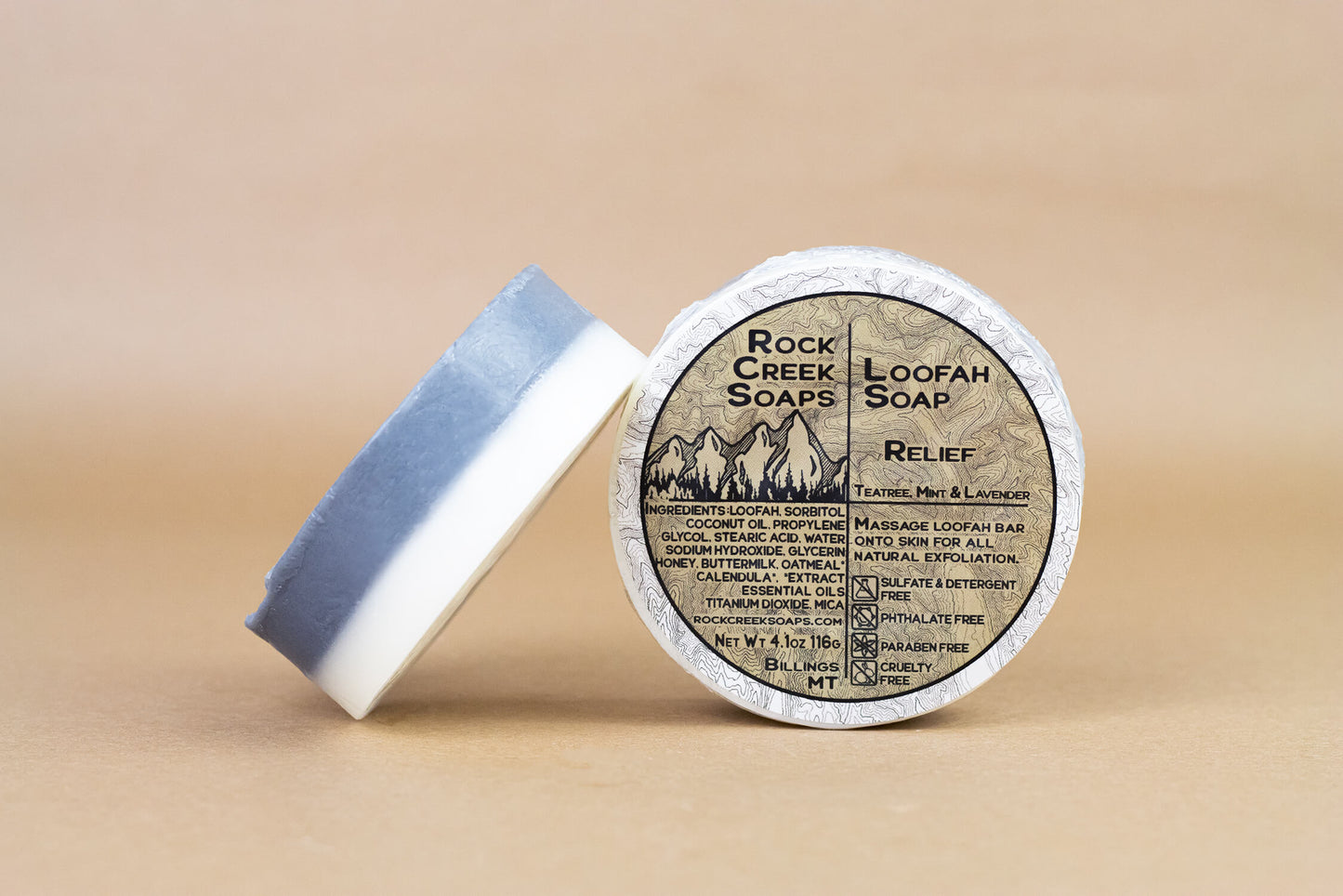 Rock Creek Peppermint + Tea Tree + Lavender Loofah Soap | Relief Rock Creek Soaps
