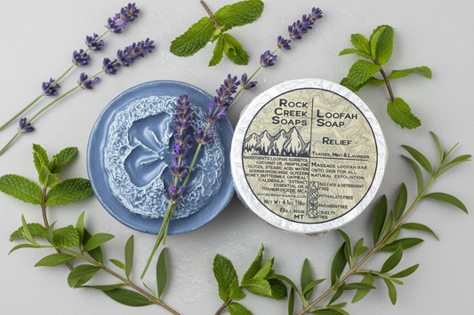 Rock Creek Peppermint + Tea Tree + Lavender Loofah Soap | Relief Rock Creek Soaps