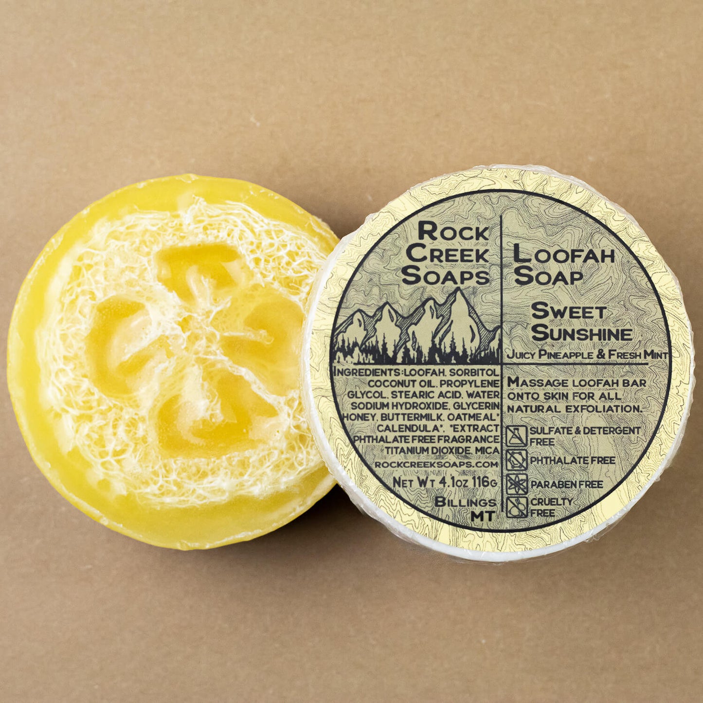 Rock Creek Pineapple + Mint Loofah Soap | Sweet Sunshine Rock Creek Soaps