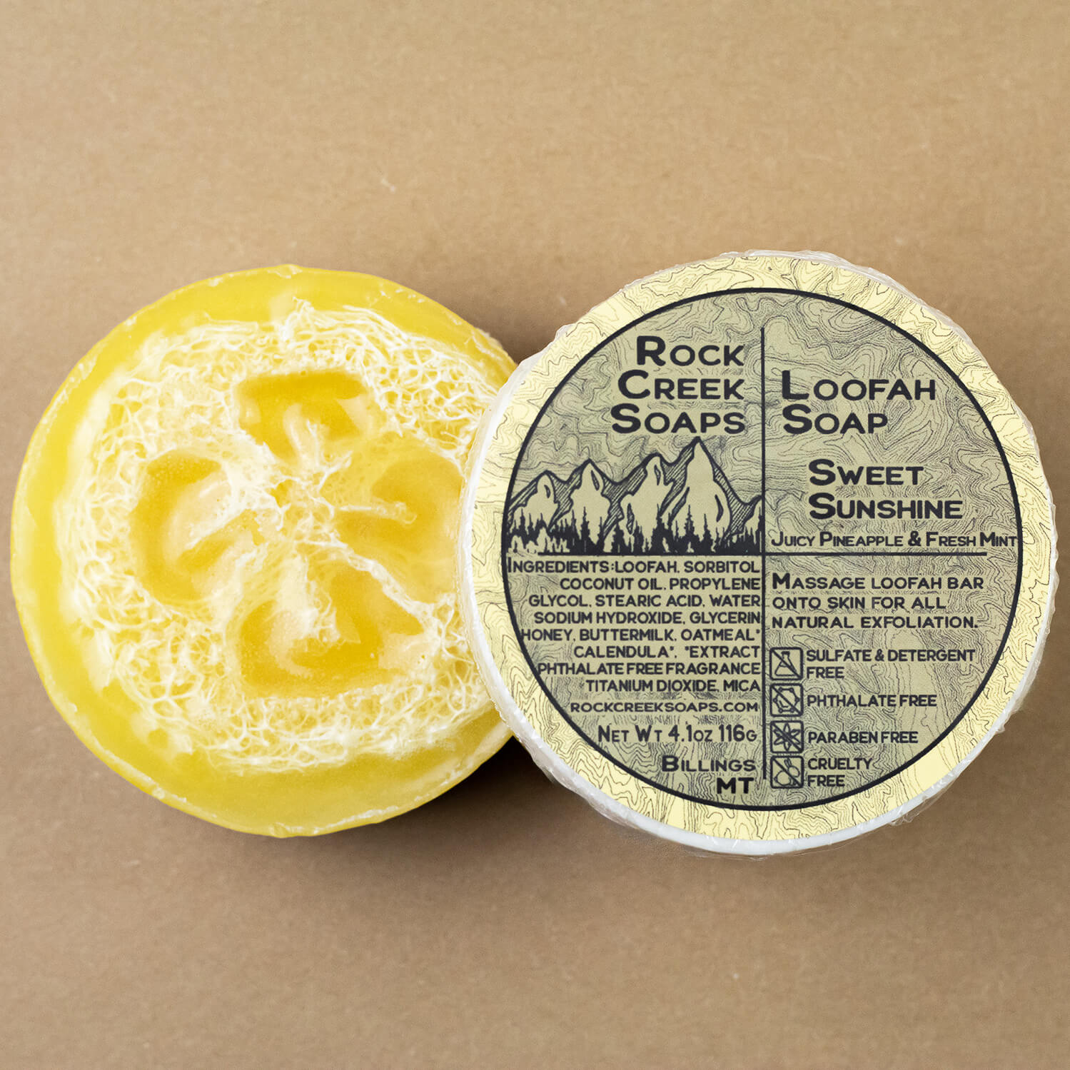 Rock Creek Pineapple + Mint Loofah Soap | Sweet Sunshine Rock Creek Soaps