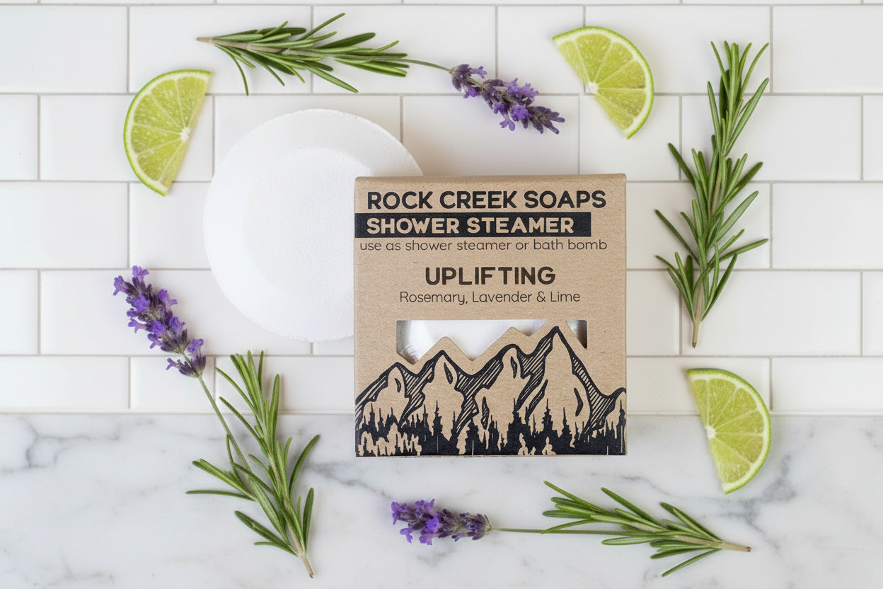 Rock Creek Rosemary + Lavender + Lime Shower Steamer | Uplifting Rock Creek Soaps