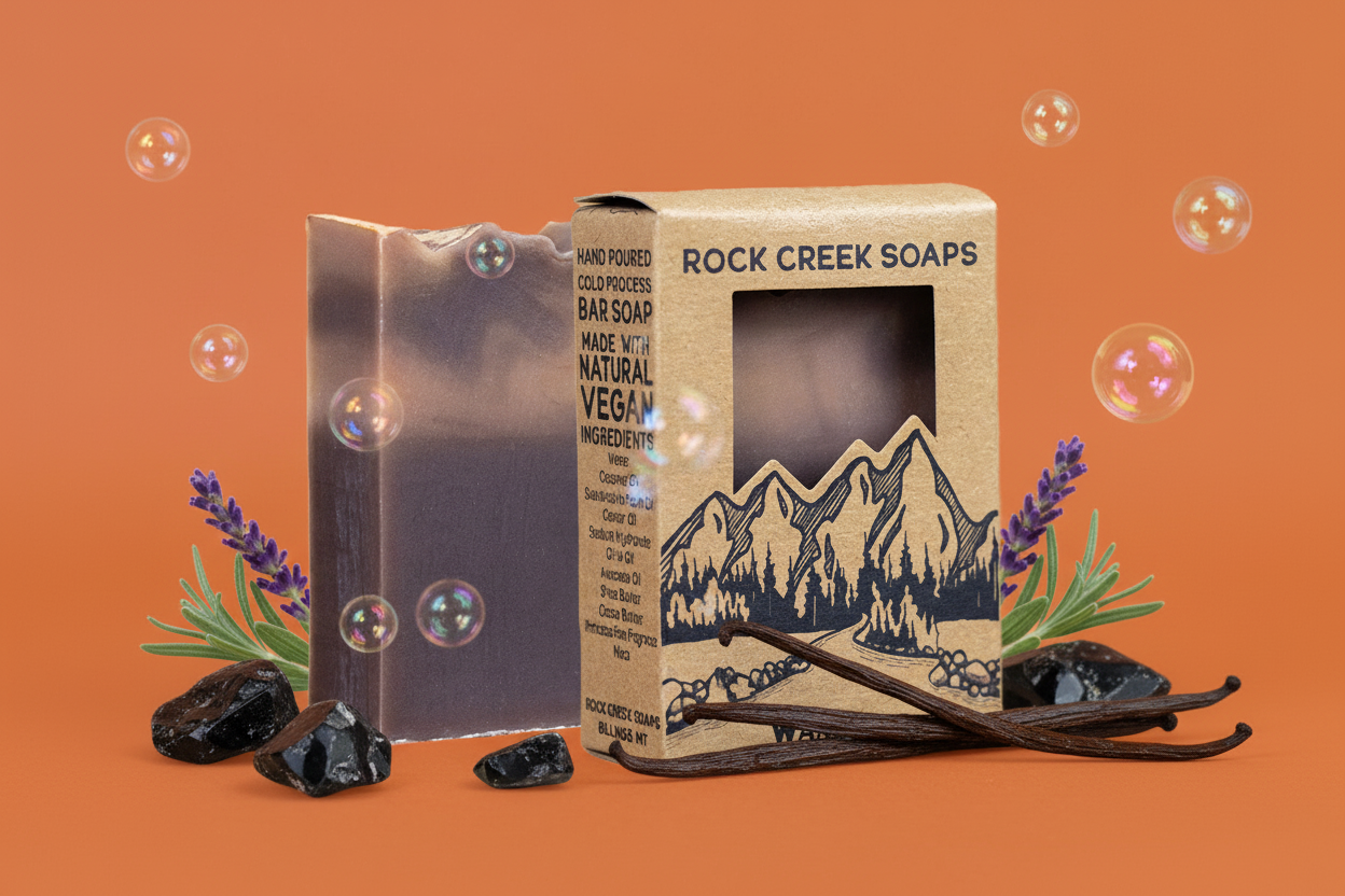 Rock Creek Black Amber + Lavender + Musk  Soap Bar | Wanderer Rock Creek Soaps