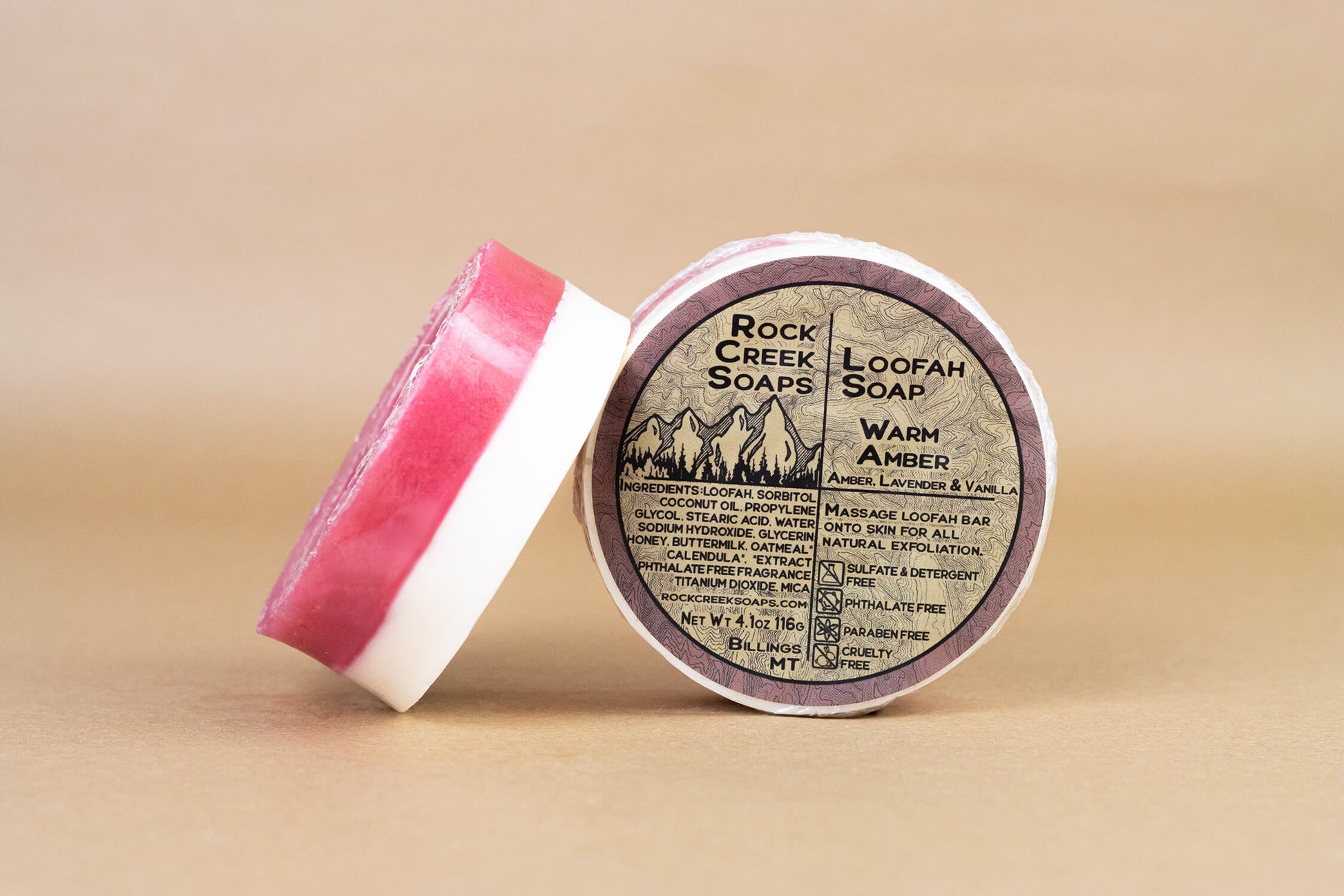 Rock Creek Black Amber + Lavender + Vanilla Loofah Soap | Warm Amber Rock Creek Soaps