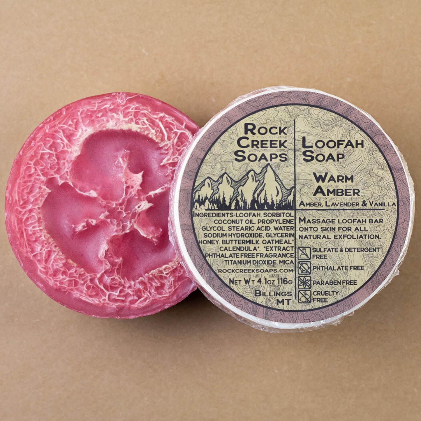 Rock Creek Black Amber + Lavender + Vanilla Loofah Soap | Warm Amber Rock Creek Soaps
